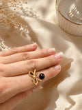 Bow Ring Black Pearl