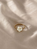 White Flower Adjustable Ring