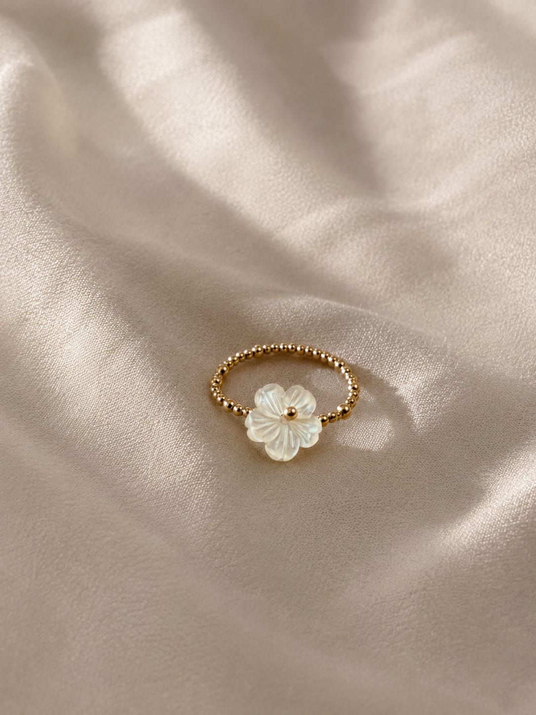 White Flower Adjustable Ring