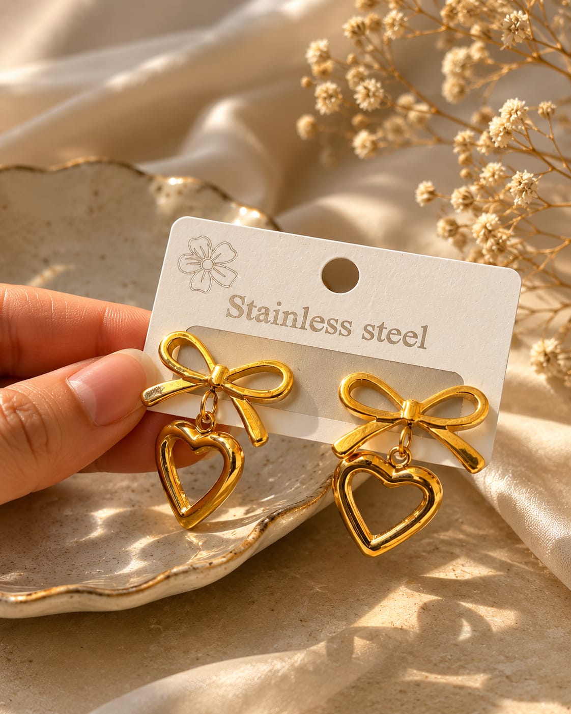 Bow Heart Studs