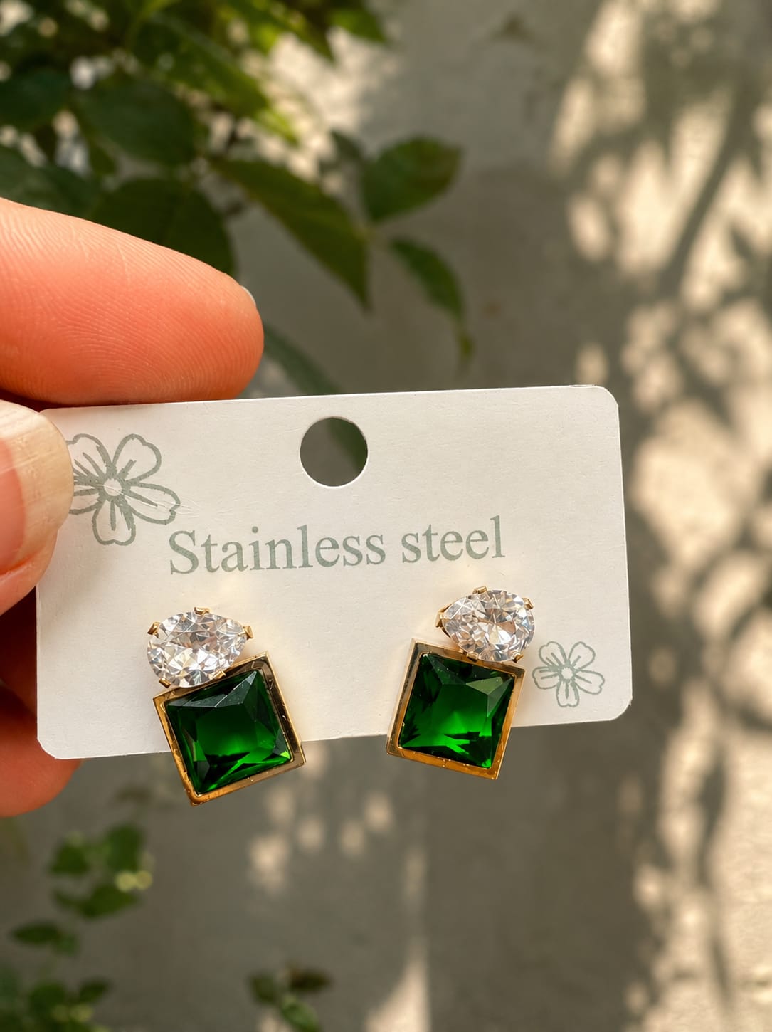 Emereld Green Square Studs