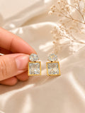 White Stone Square Studs